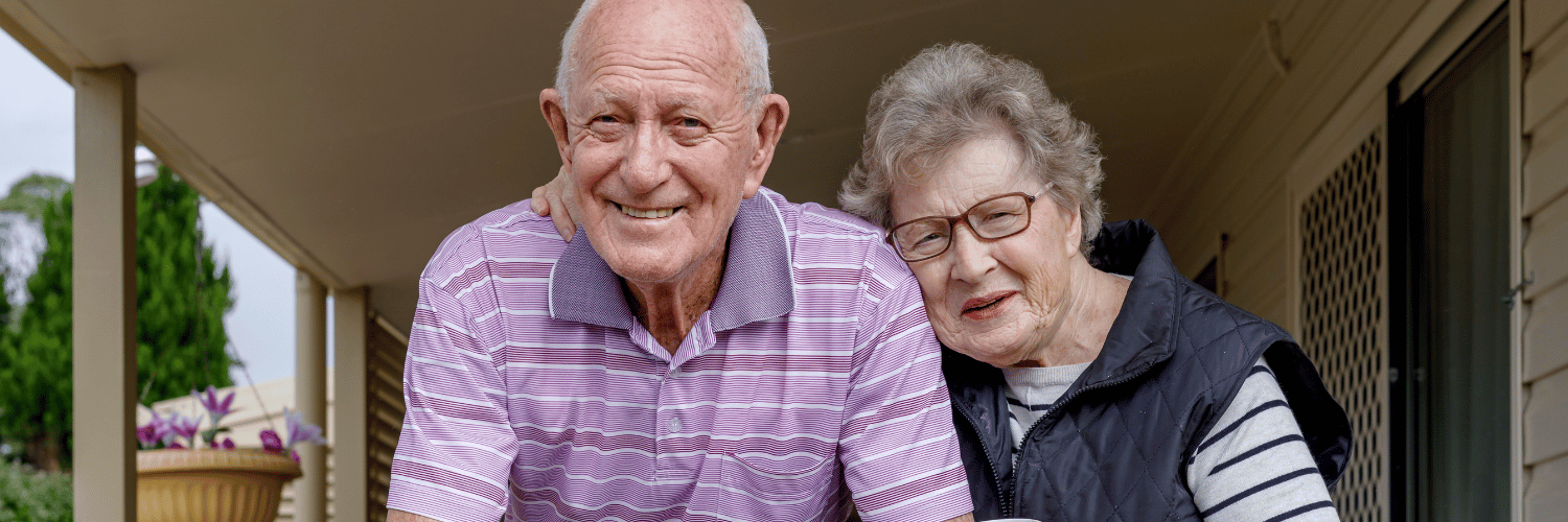 Older couple sitting - National Older American's Month