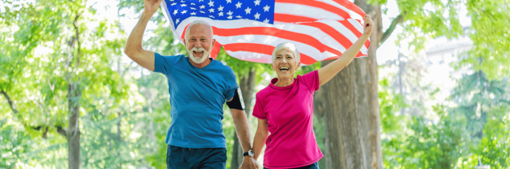 Older Americans with American Flag